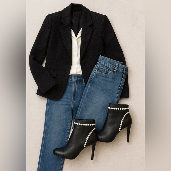 CHANEL Pearl Ankle Boots Black Leather EU 38 US 8 - Picture 16 of 16